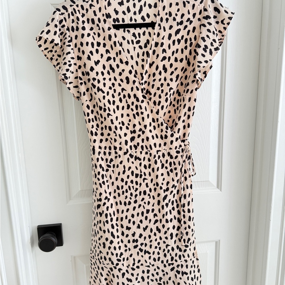 Rails Cream and Brown Sheath Mini Dress with Flutter Sleeves